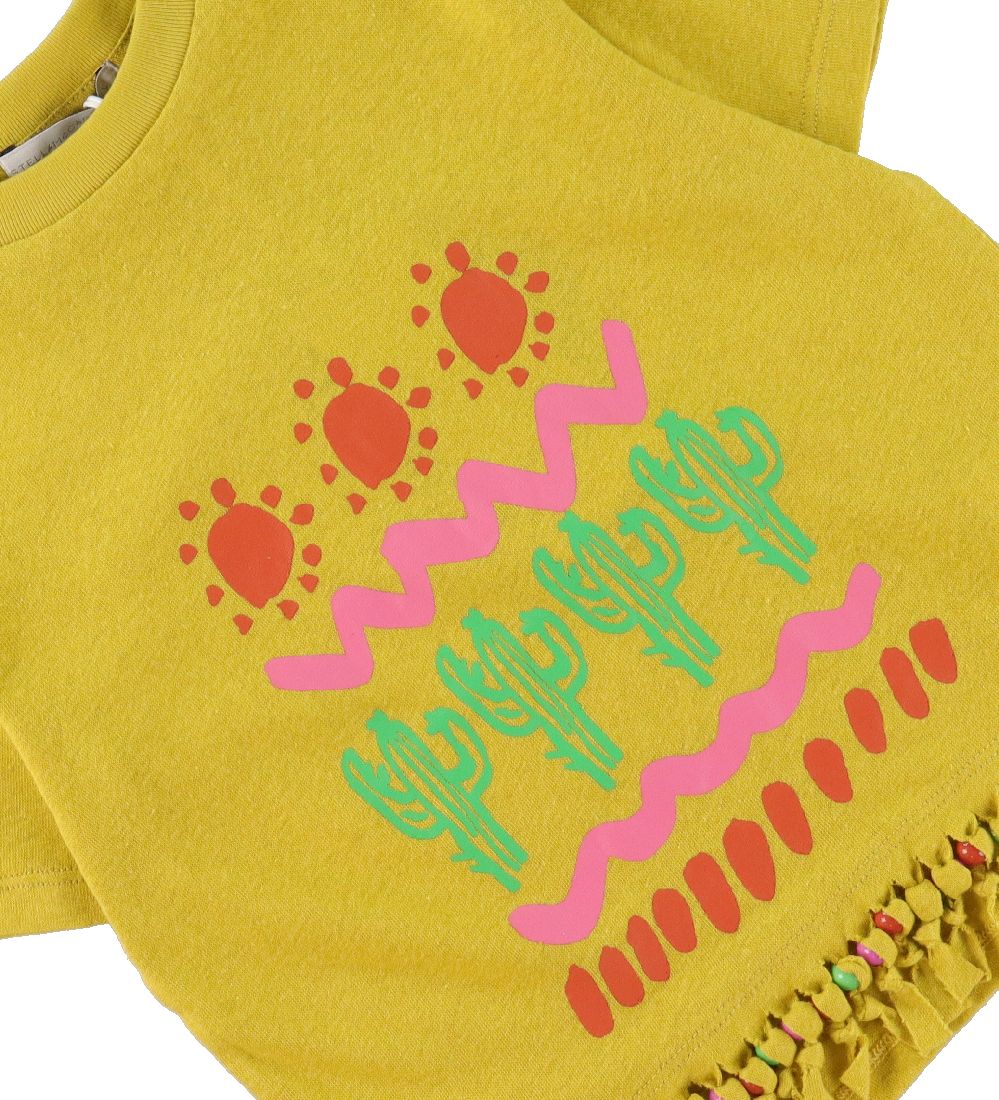 T-Shirt Stella McCartney Kids - Jaune Moutarde av. Imprimé/Frang
