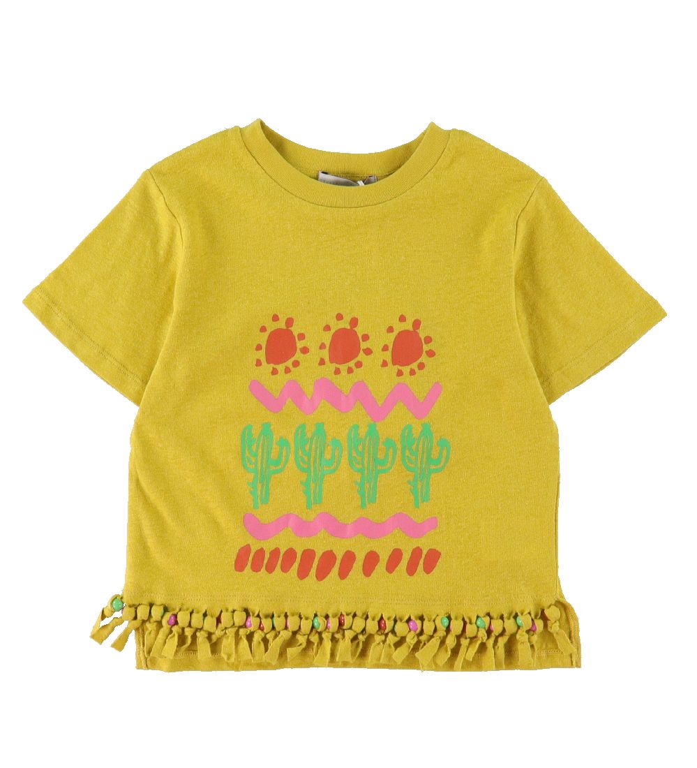 T-Shirt Stella McCartney Kids - Jaune Moutarde av. Imprimé/Frang