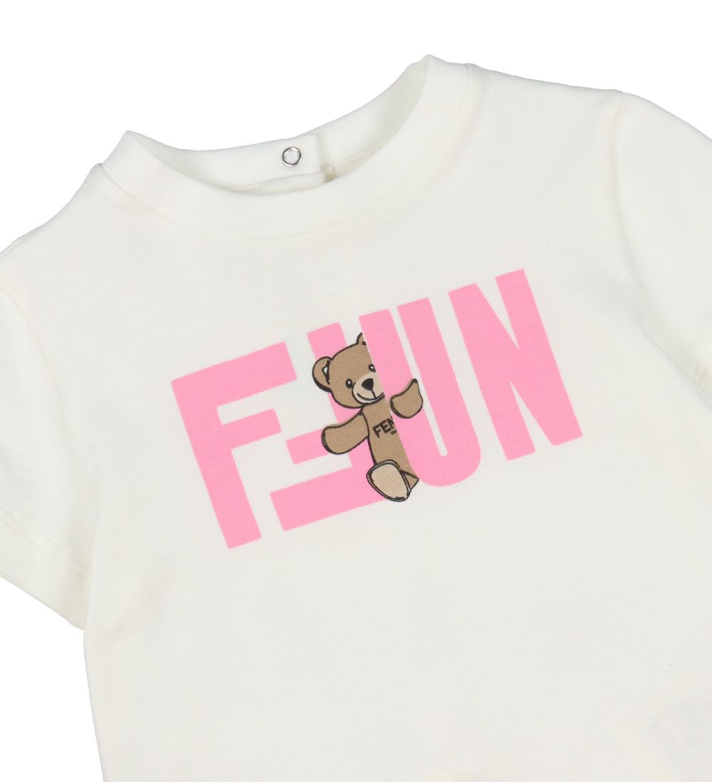 Fendi T-shirt - White w. Pink/Soft Toy