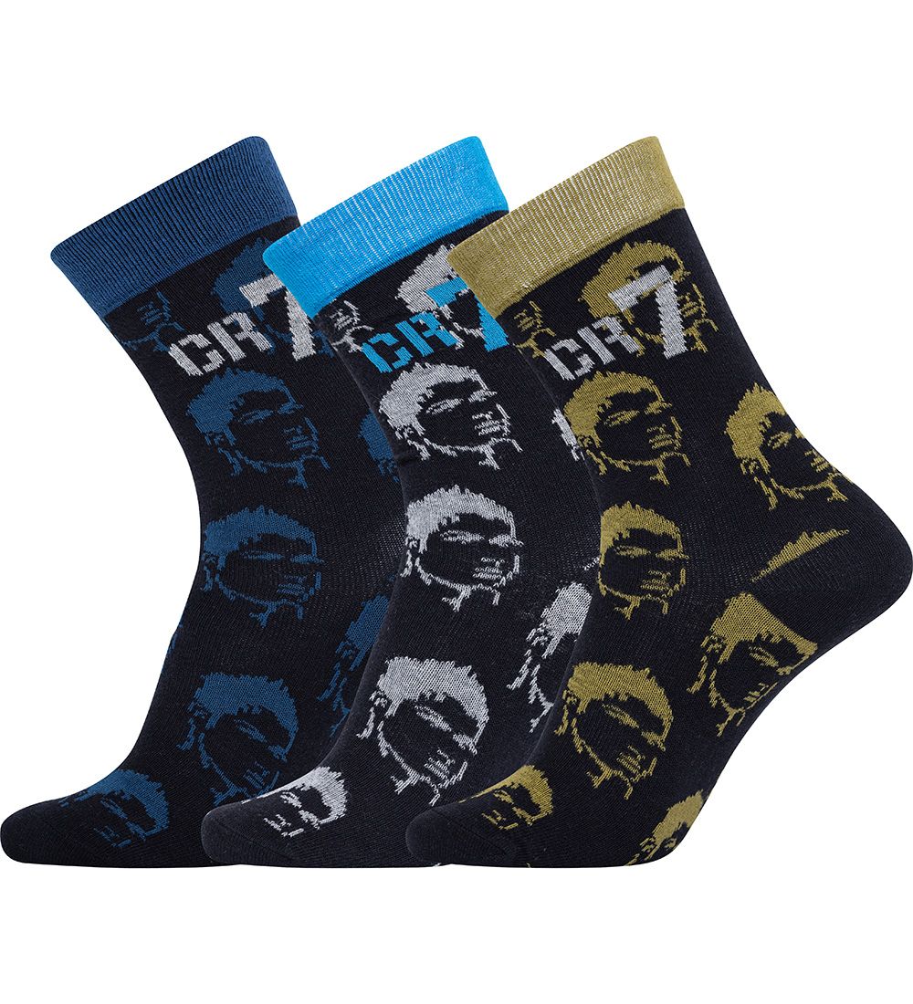 Ronaldo Socks - 3-Pack - Black Blue/Green