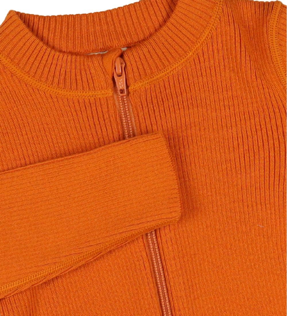 Voksi Cardigan - Rib - Ull - Hlýtt Appelsína