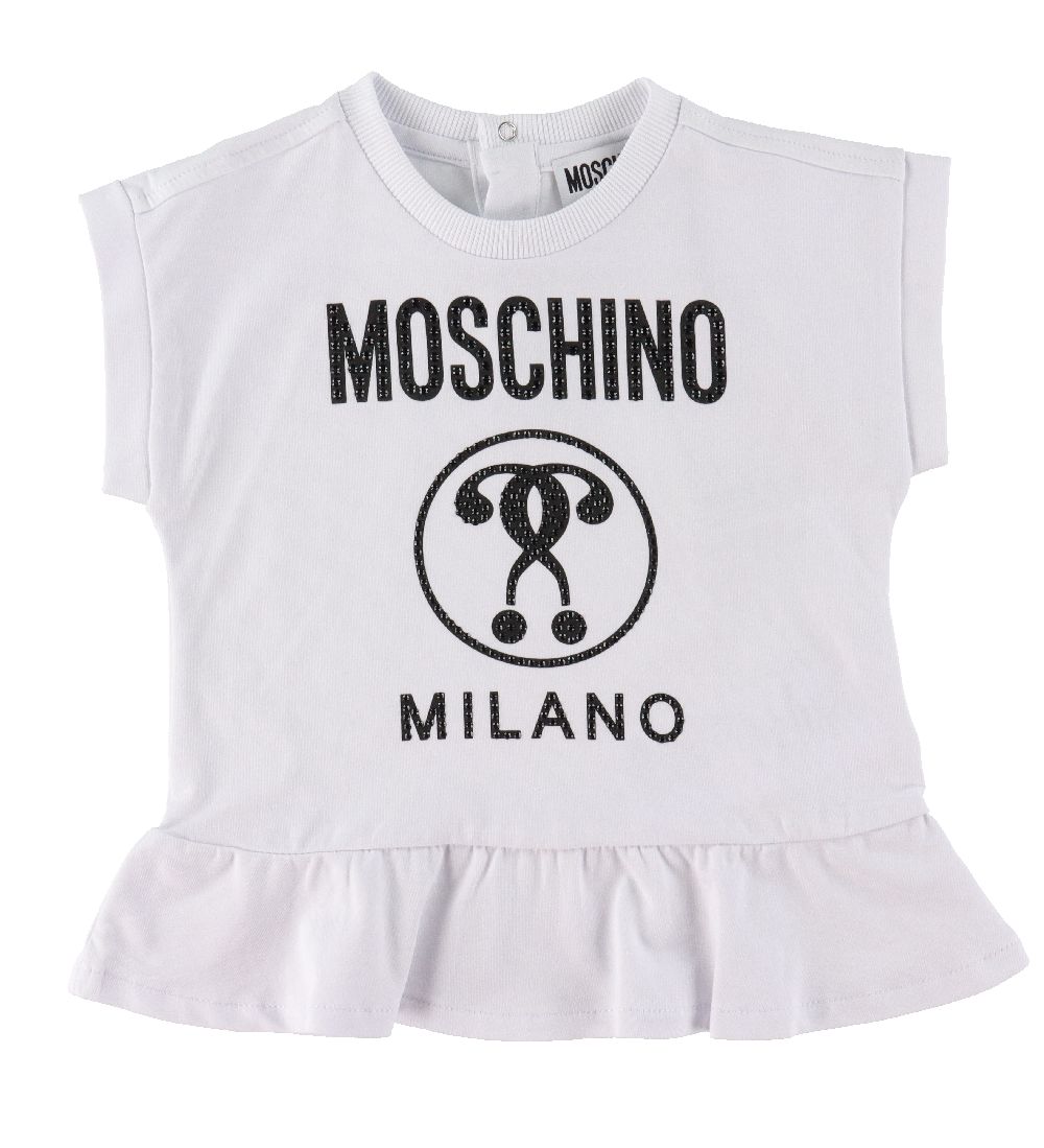 Moschino T-Shirt/Leggings - Weiß/Schwarz m. Sortieren/Strassstei