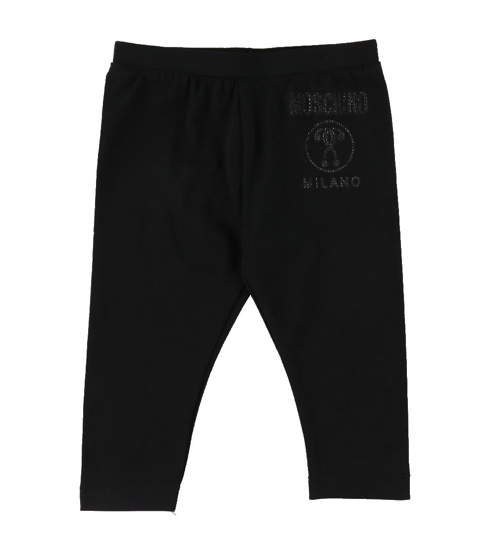 Moschino T-Shirt/Leggings - Weiß/Schwarz m. Sortieren/Strassstei