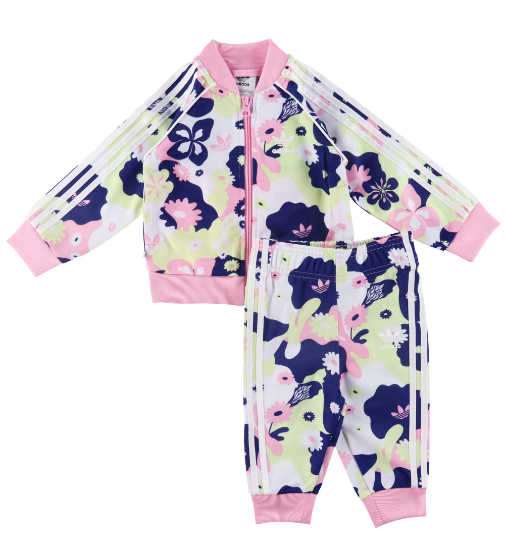 adidas Originals Trainingspak - Wit/Roze/Paars m. Bloemen