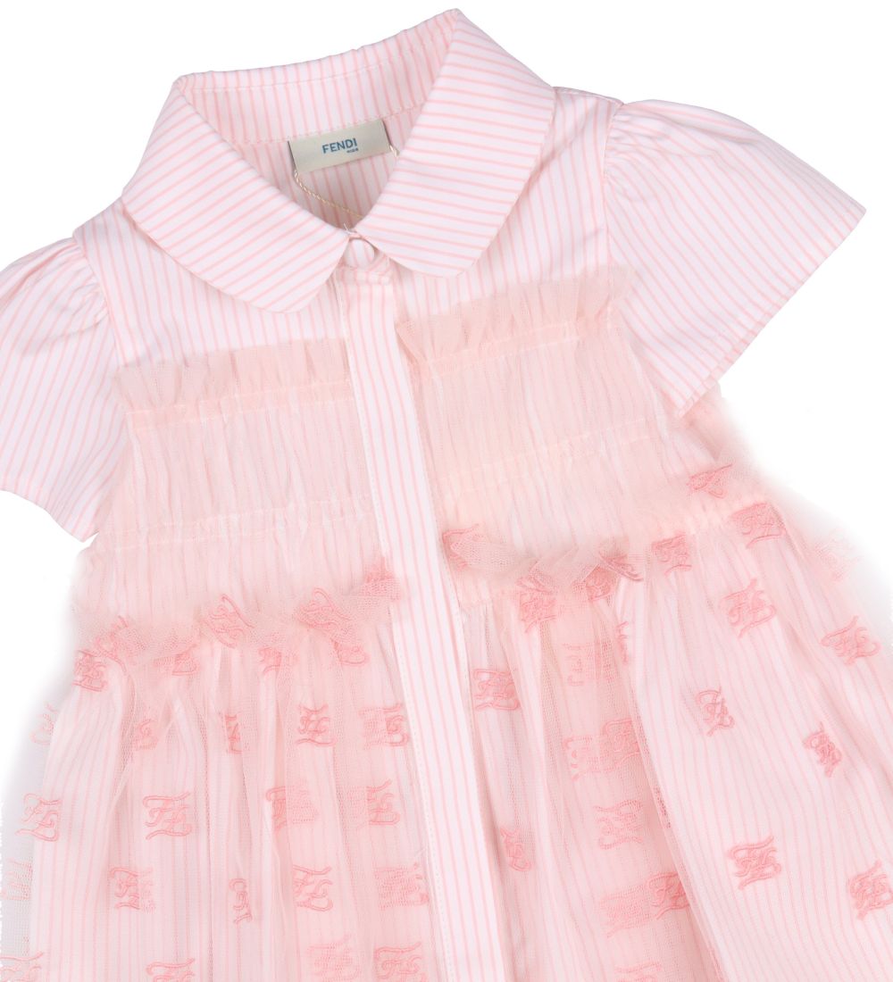 Fendi Dress - Pink Striped w. Tyl/Logos