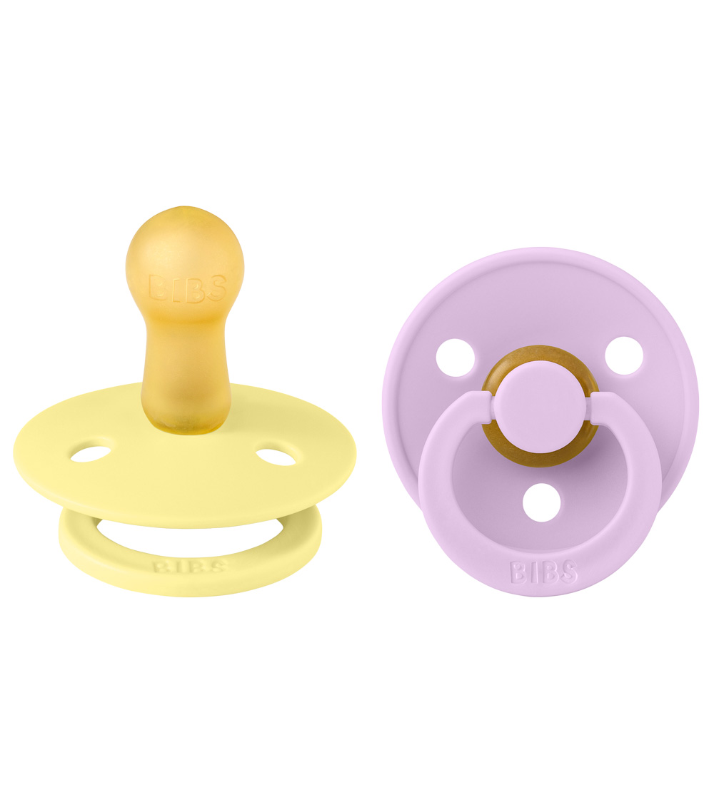 BIBS Colour Pacifiers - 2-Pack - Size 2 - Round - Sunshine/Viole