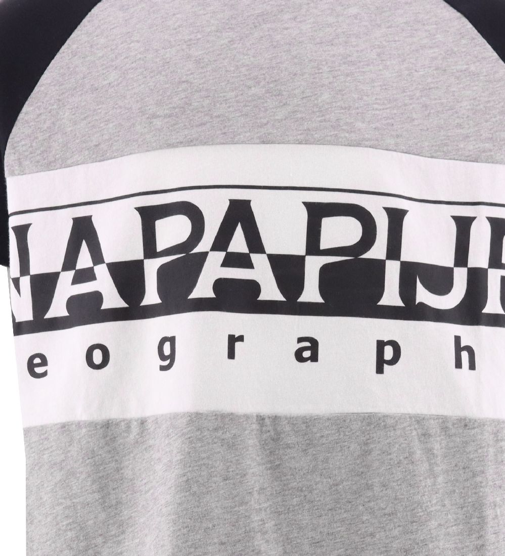 Napapijri T-Shirt - Grijs Gevlekt m. Zwart/Wit