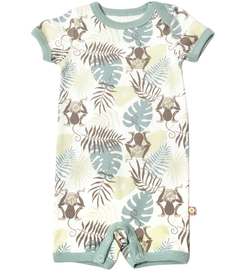Katvig Summer Romper - White w. Monkeys and Leaves