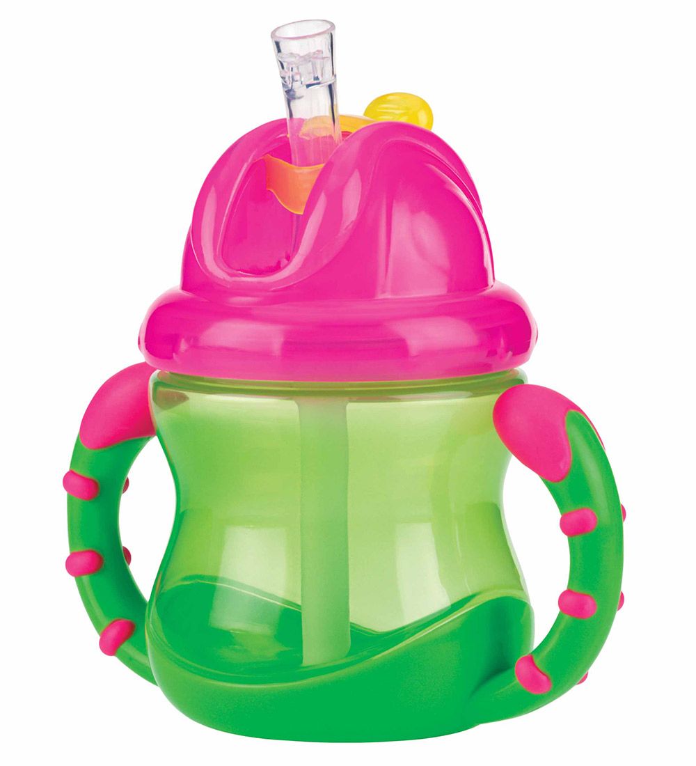 Nuby Drikkekop w. Handles and Straws - 240ml - Green