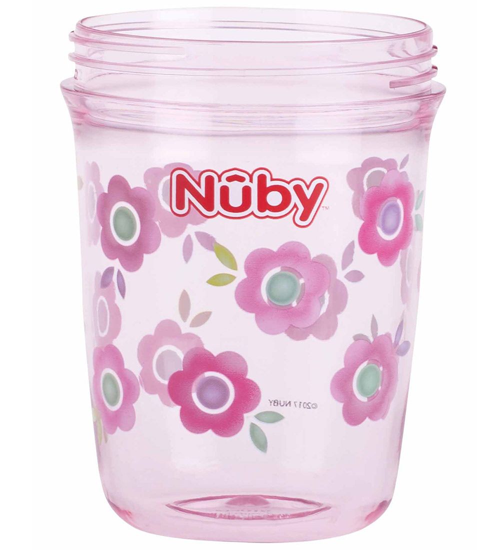 Nuby Drinking cup w. Handle and Straws - 240ml - Pink w. Print
