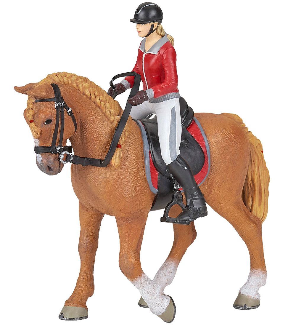 Papo Horse w. Female Rider - H: 13 cm