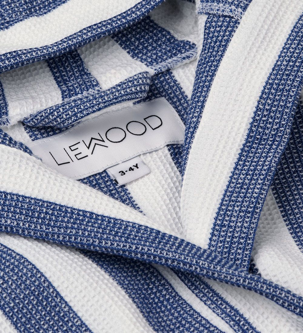 Liewood Badjas - Grijs - Stripe Surf Blue/White