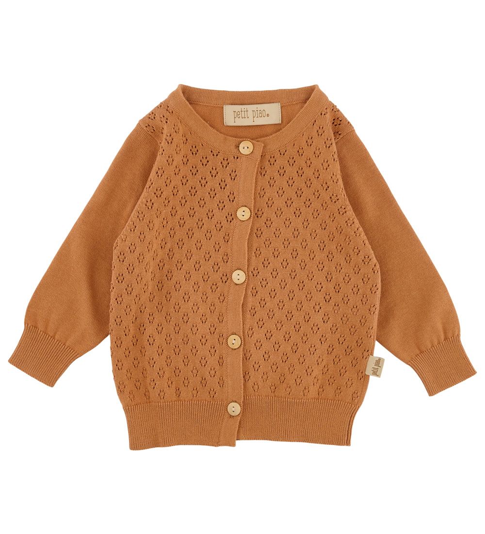 Petit Piao Cardigan - Strikk - Camel m. Hullmønster