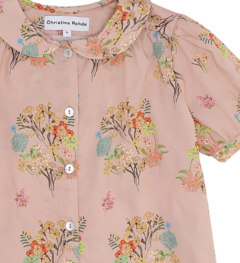 Christina Rohde Bluse - Beige m. Blumen