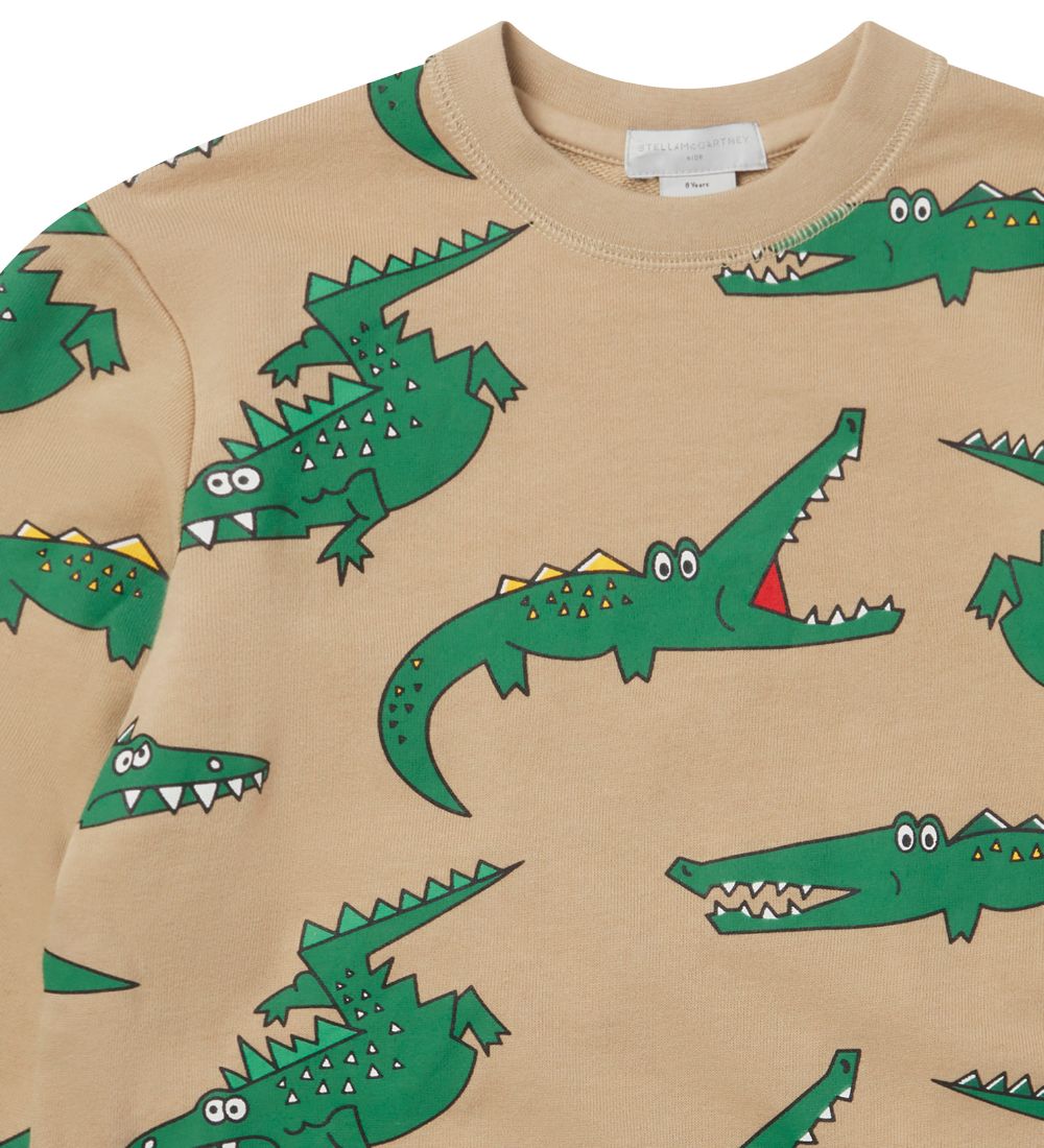 Stella McCartney Kids Sweatshirt - Beige/Green w. Crocodiles