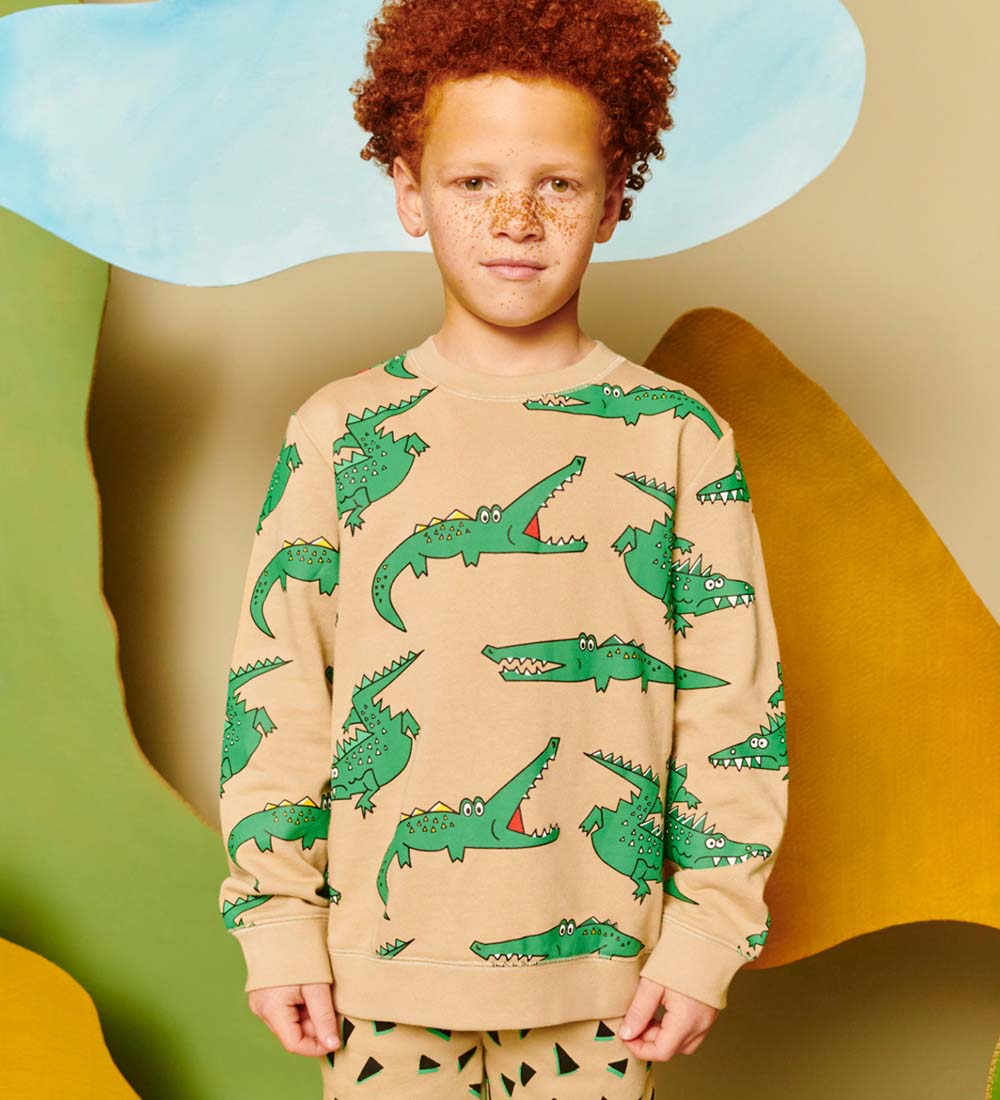 Stella McCartney Kids Sweatshirt - Beige/Green w. Crocodiles