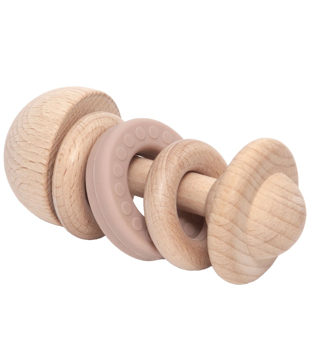 Petit Monkey Rattle - Wood - Pink
