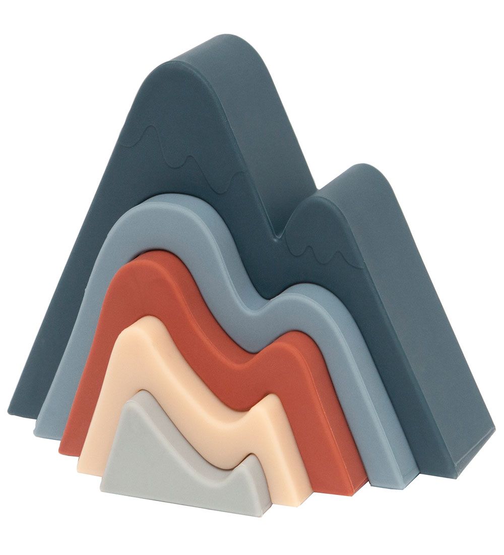 Petit Monkey Stacking Blocks - Mountain - Conditioner Blue