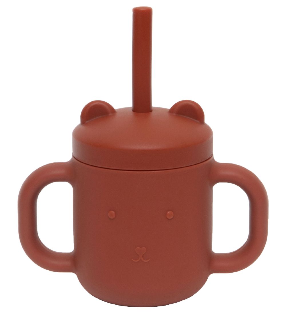 Petit Monkey Cup w. Straws - Silicone - 175 mL - Baked Clay
