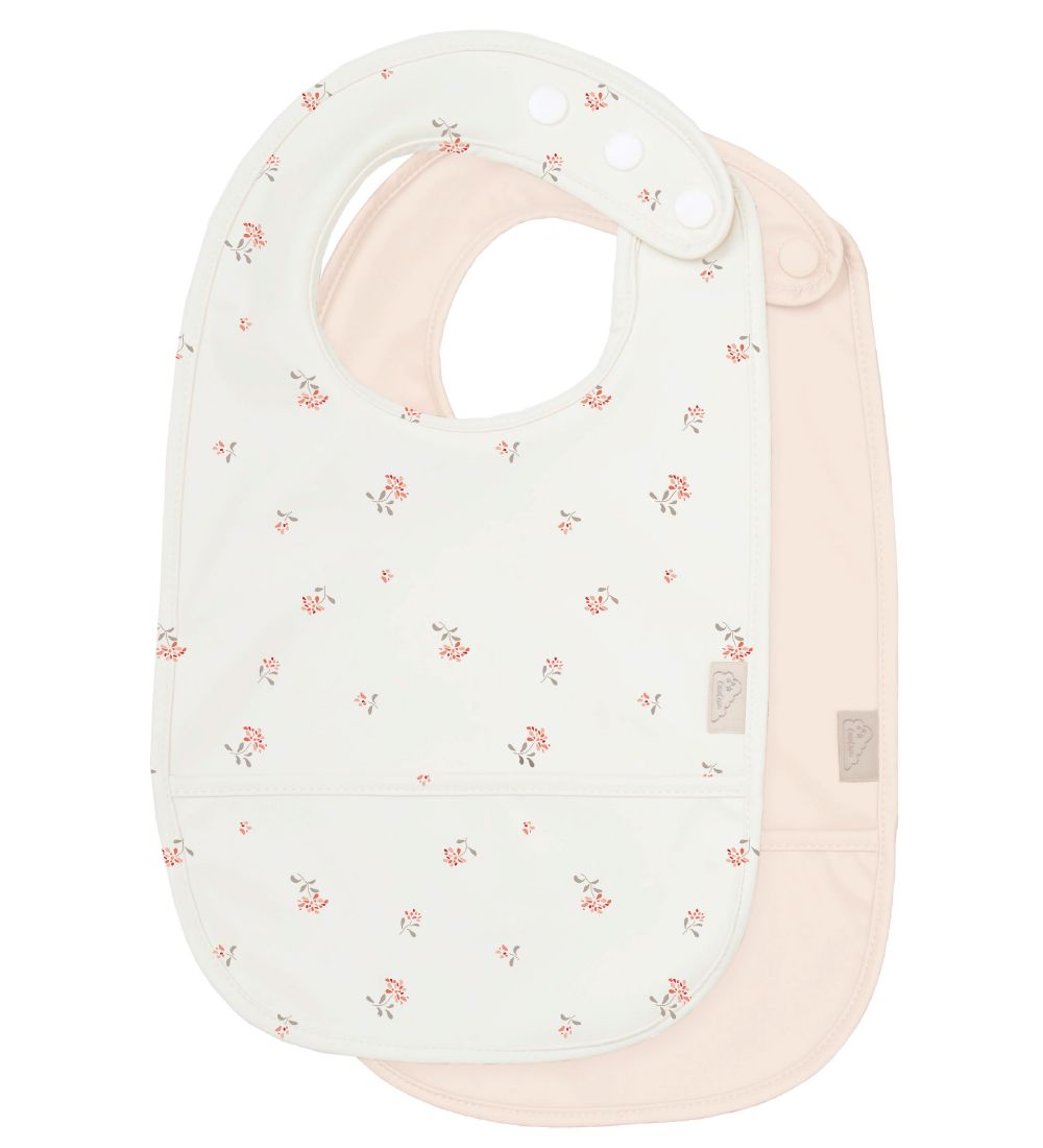 Cam Cam Bib w. Food Catcher - 2-Pack - Poppies/Shell