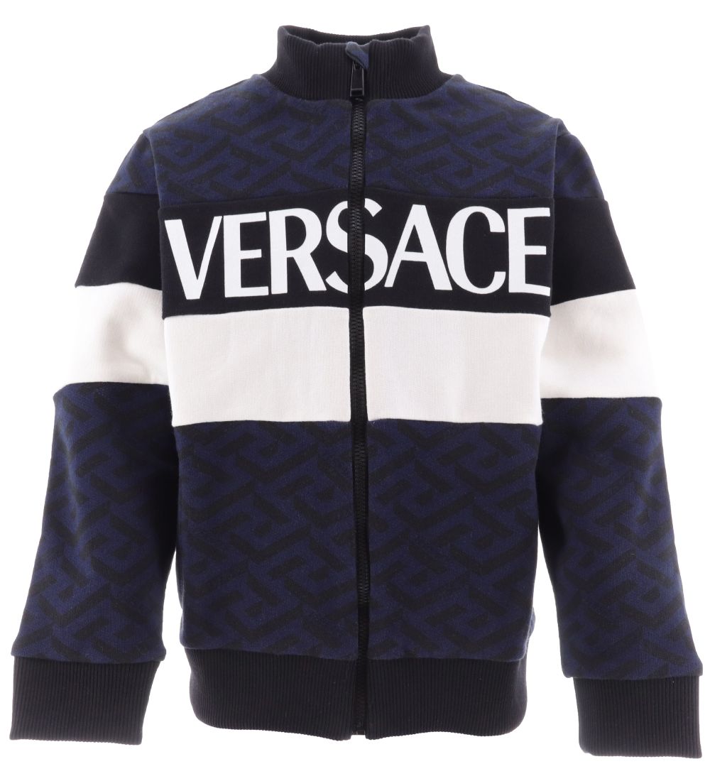 Versace Cardigan - Navy w. Black/White