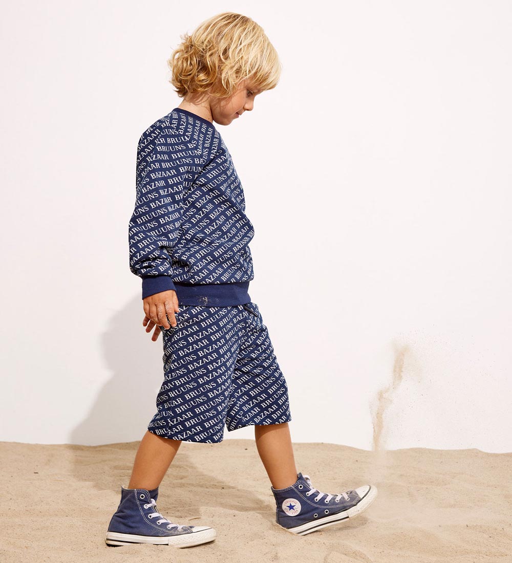 Bruuns Bazaar Sweat Shorts - Hardin - Navy/White