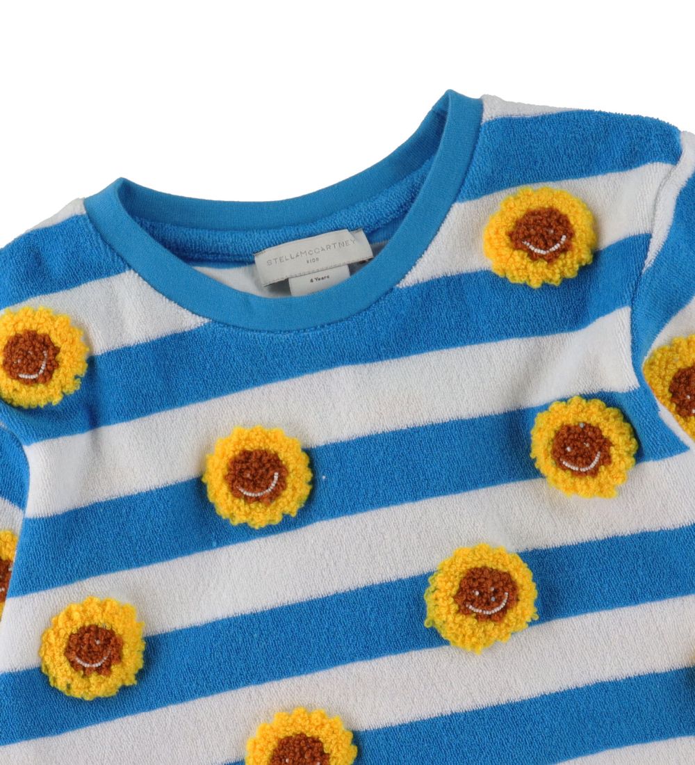 Stella McCartney Kids Stuttermabolur - Terry - Blár/Hvít - röndó