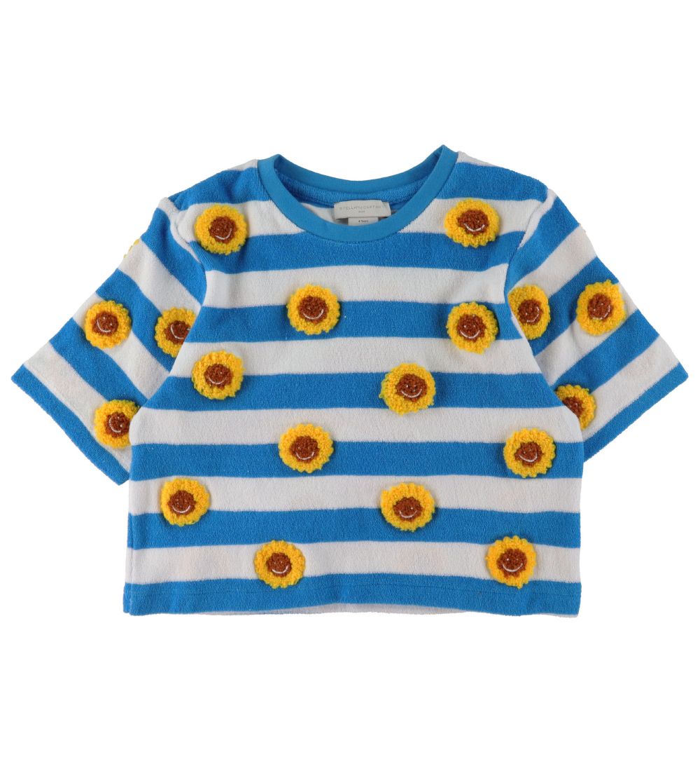Stella McCartney Kids Stuttermabolur - Terry - Blár/Hvít - röndó
