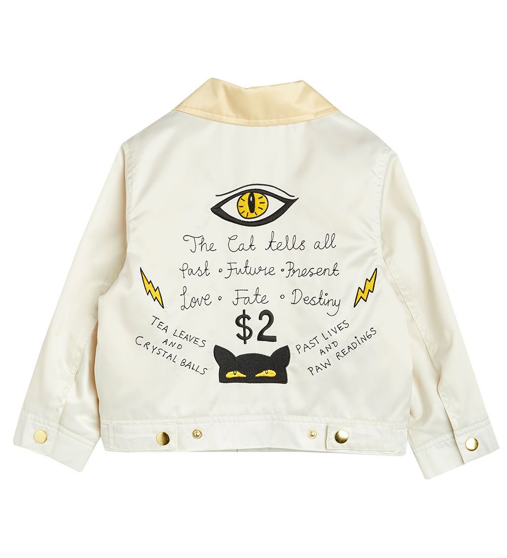 Mini Rodini Jacket - Cats Tell All - Satin - Off White