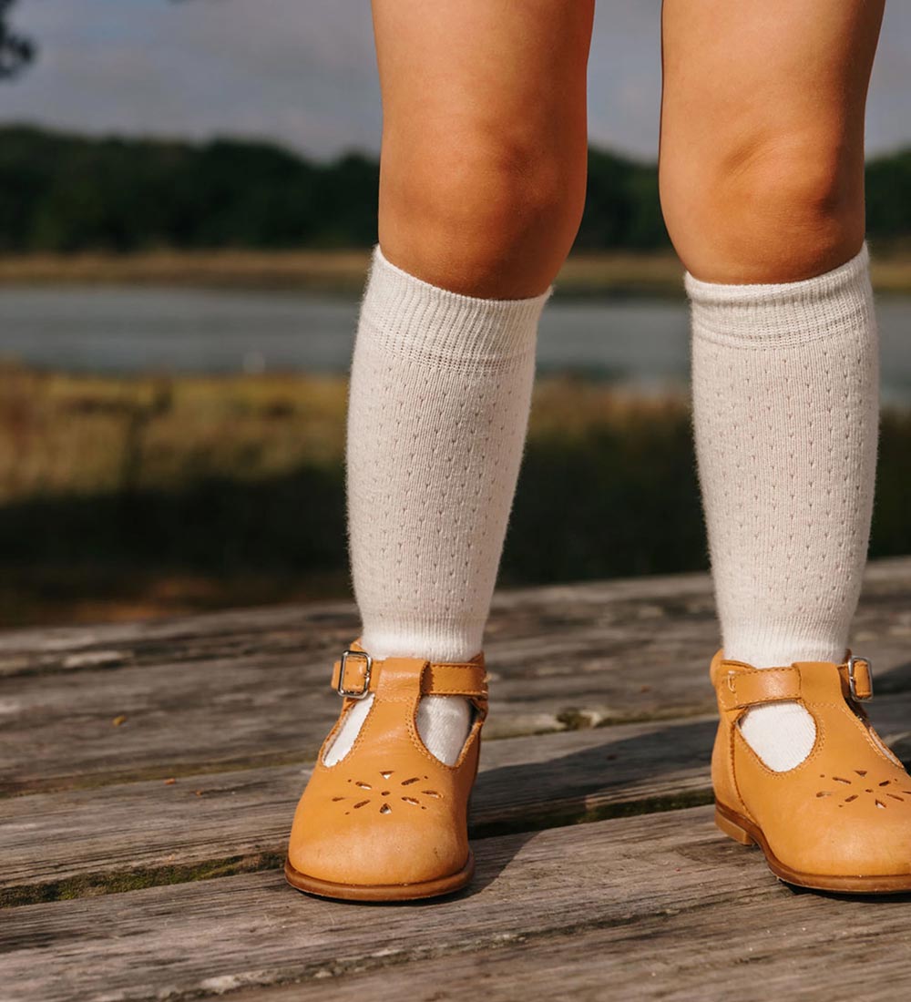 DÉT Denmark Non-Slip Knee-High Socks - Pointelle - Ivory