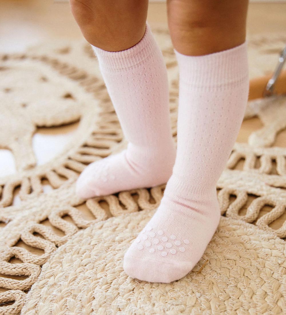 DÉT Denmark Non-Slip Knee-High Socks - Pointelle - Soft Rose
