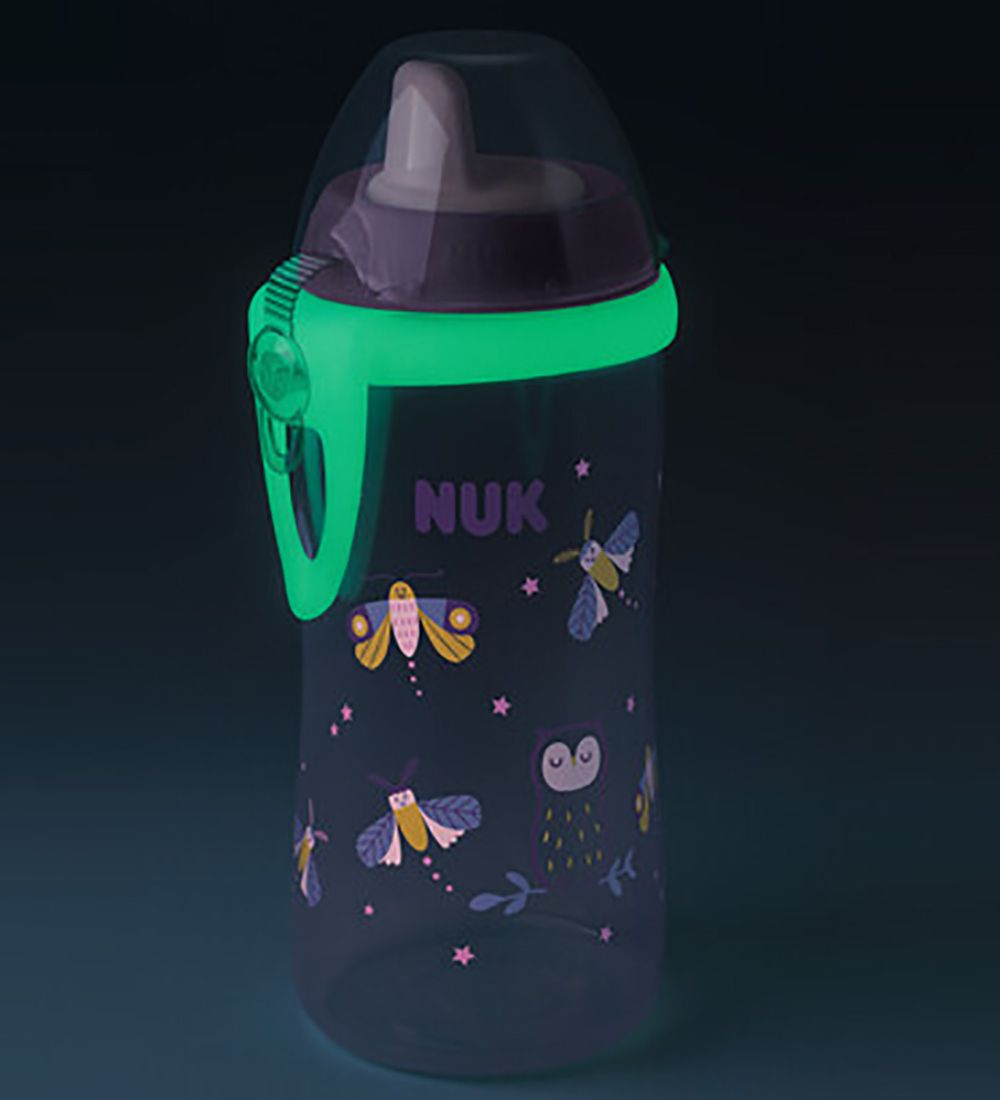 Nuk Water Bottle w. Spout Lid - Kiddy - Glow in The Dark - 300ml