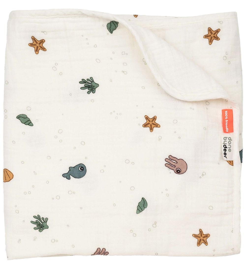 Done By Deer Baby Swaddle - 100x100 cm - Sea Friends - Beige