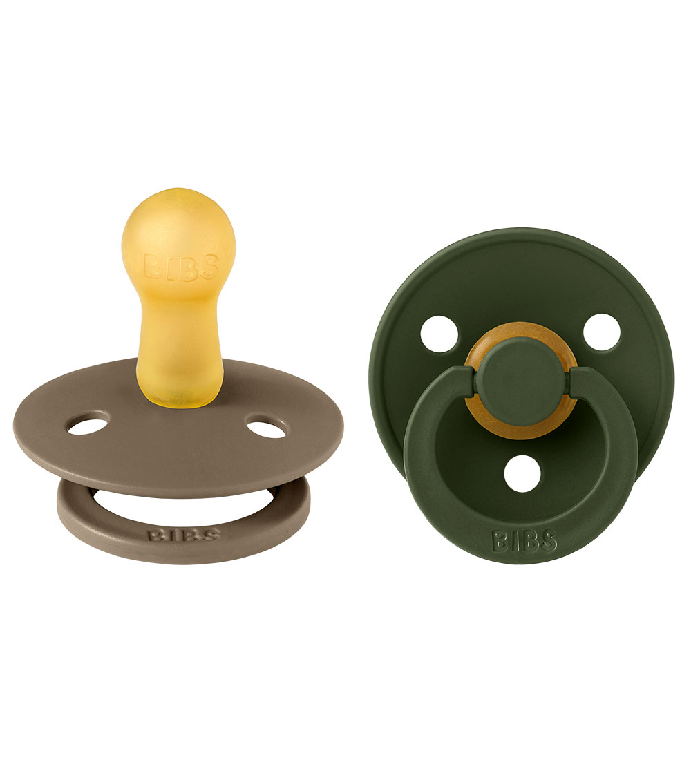Bibs Dummies - 2-Pack - Size 2 - Natural Rubber - Hunter Green/D