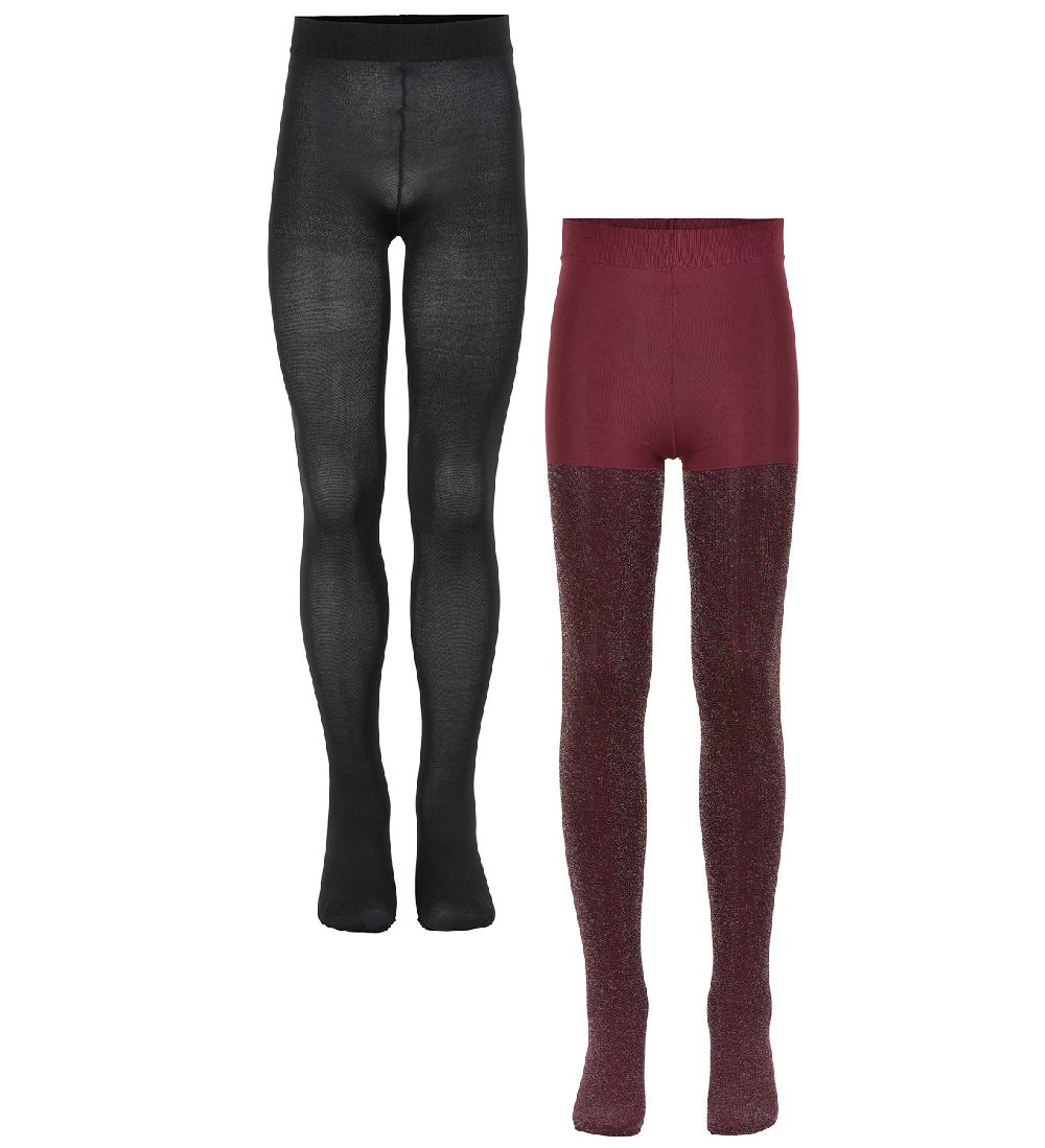 The New Tights - 2-Pack - Glitter/Solid - Maroon