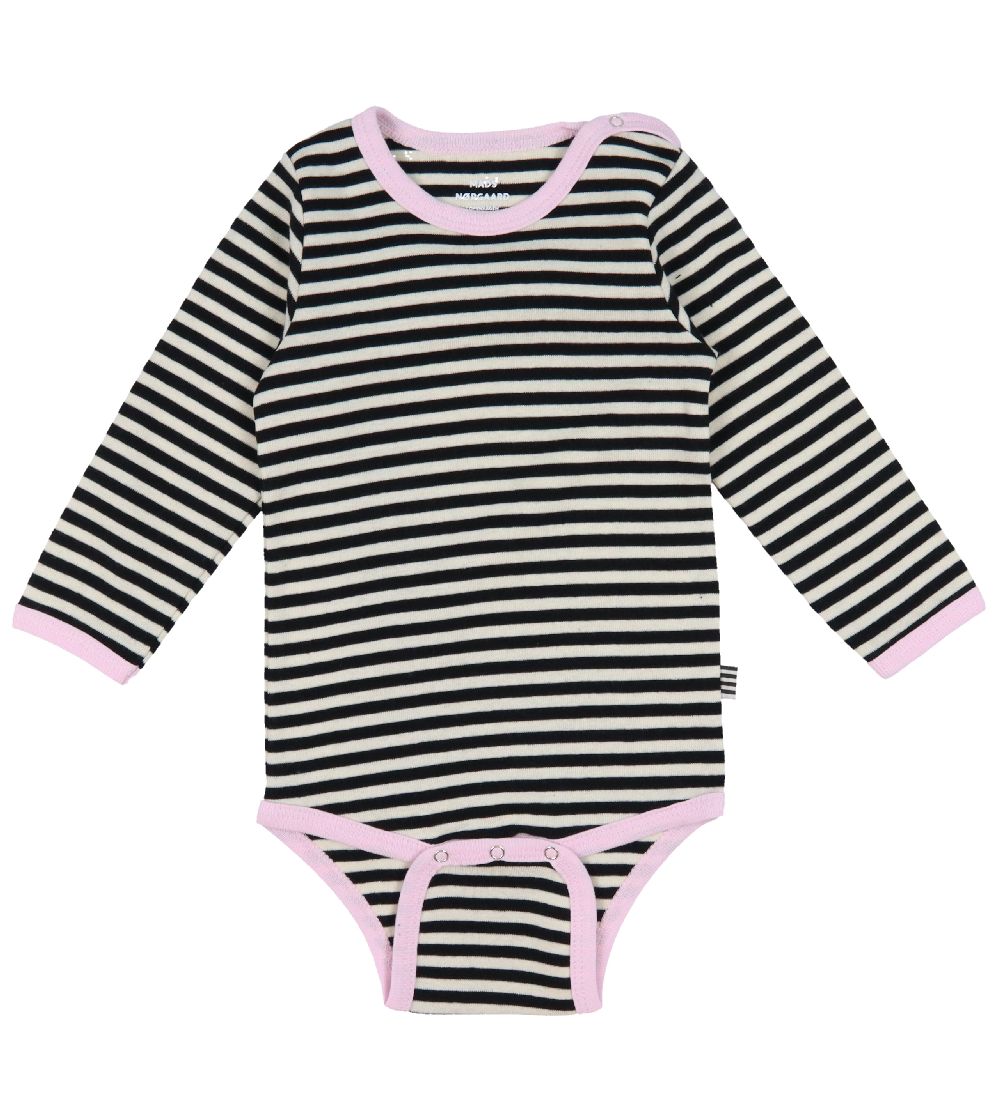 Mads Nørgaard Samfella L/æ - Soft Dou Striped - Off White/Black/