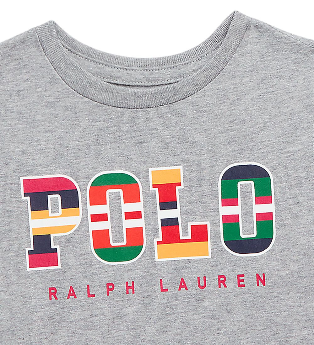Polo Ralph Lauren T-shirt - Andover - Gråmelerad m. Tryck