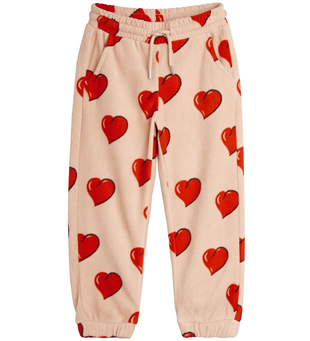 Mini Rodini Trousers - Hearts Fleece - Beige