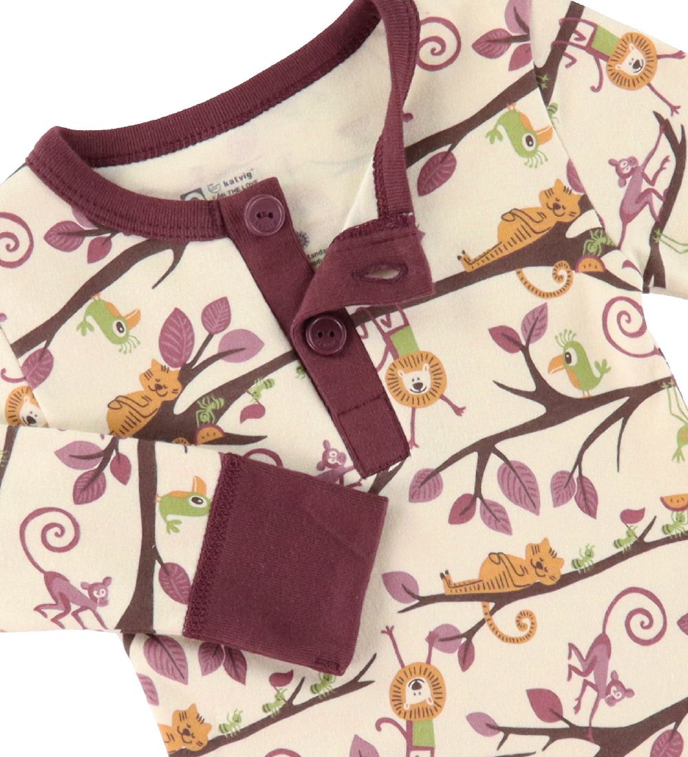 Katvig Blouse - White/Bordeaux w. Animal