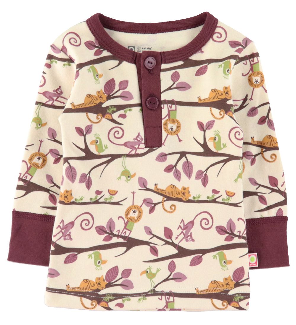 Katvig Blouse - White/Bordeaux w. Animal