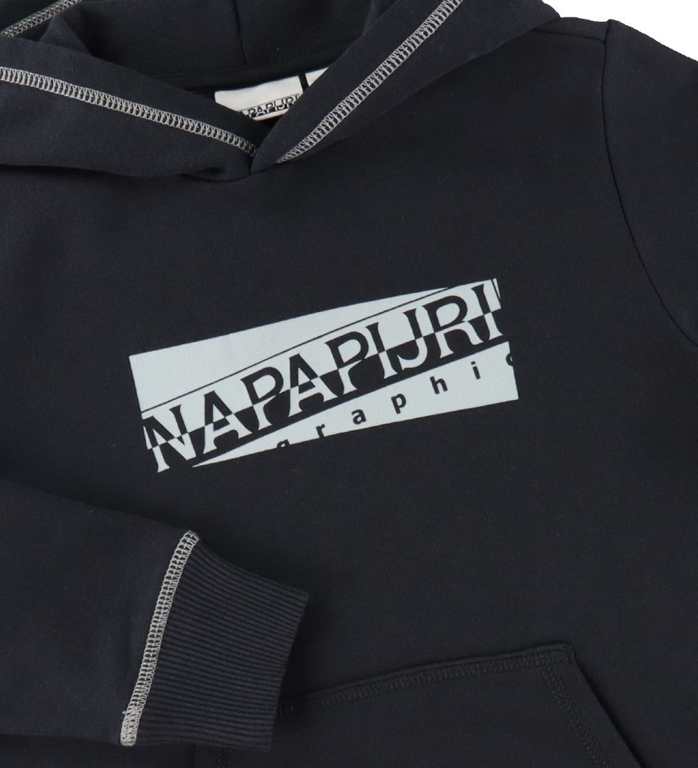 Napapijri Kapuzenpullover - Bob - Schwarz m. Mattgrün