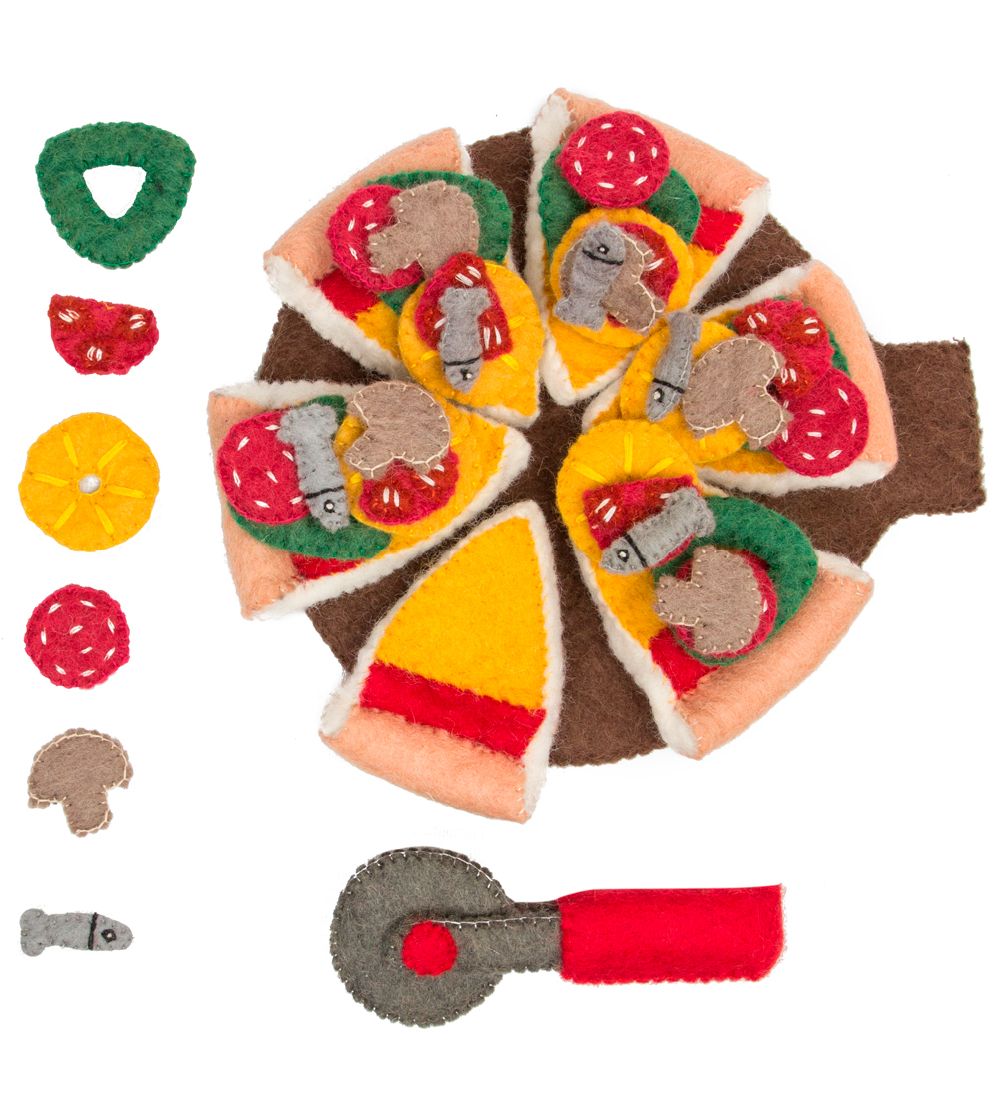 Jouets de Nourriture Papoose - 38 Parties - Feutre - Pizza av. C