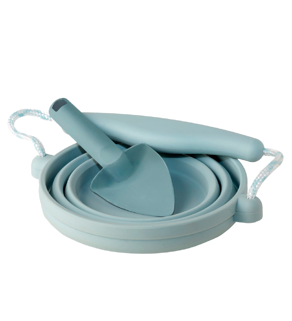 Scrunch Foldable Bucket w. Showel - Duck Egg Blue