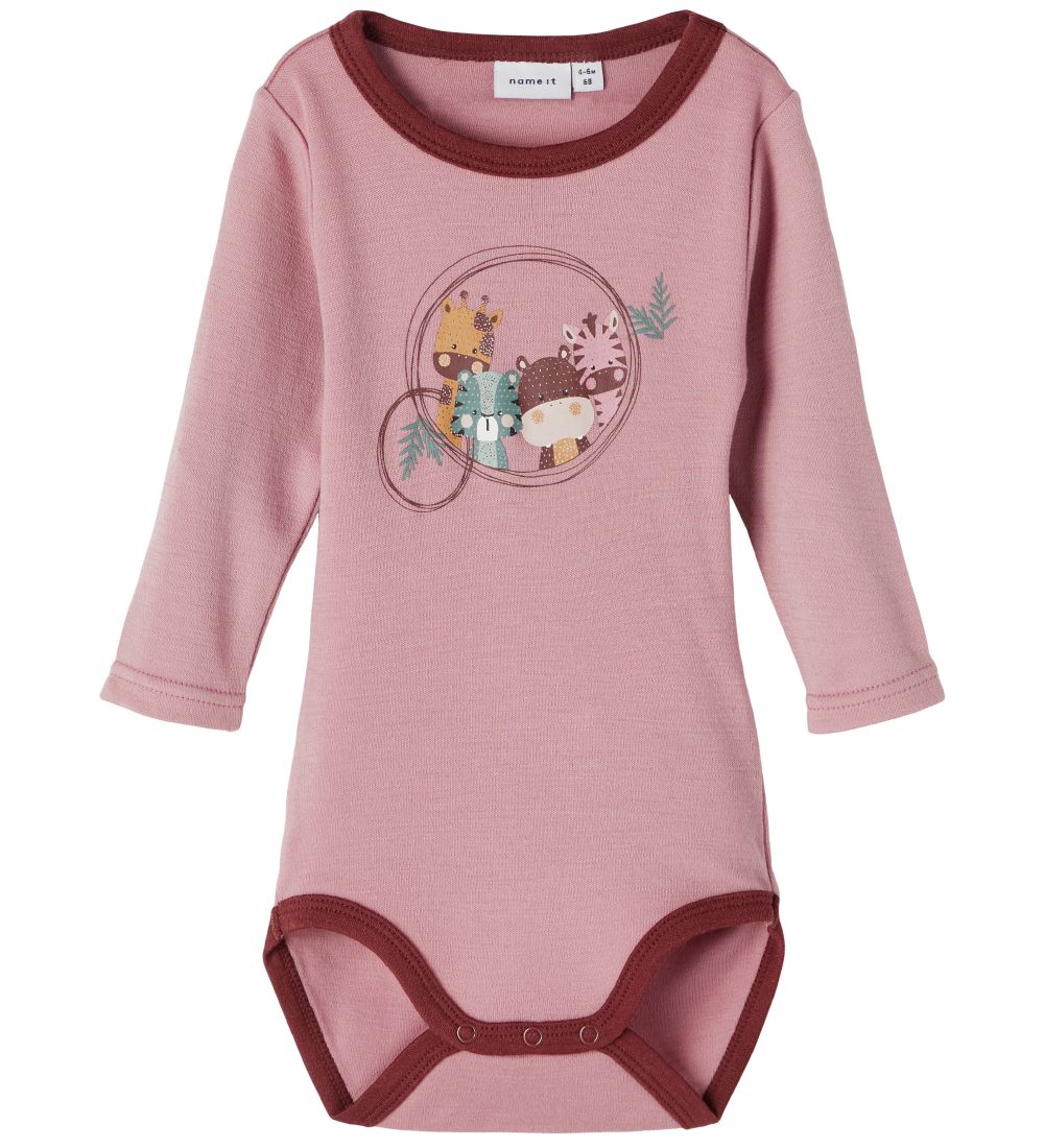 Name It Bodysuit l/s - Noos - NbfWillit - Wool - Nostalgia Rose