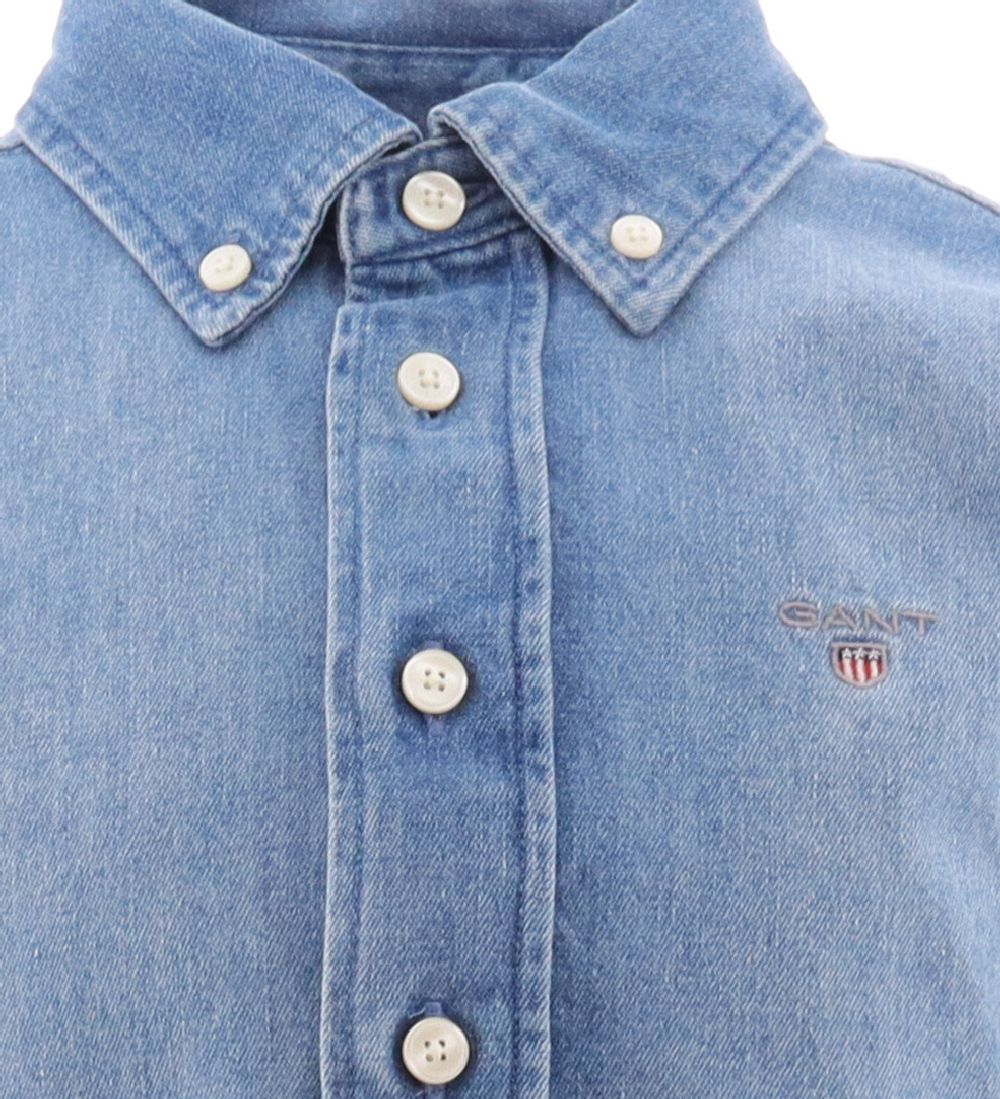 GANT Denim Shirt - Indigo Retro Shield - Mid Blue