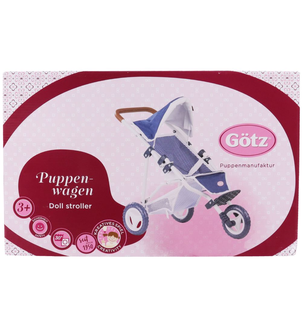 Götz Doll Stroller - Blue w. Dots