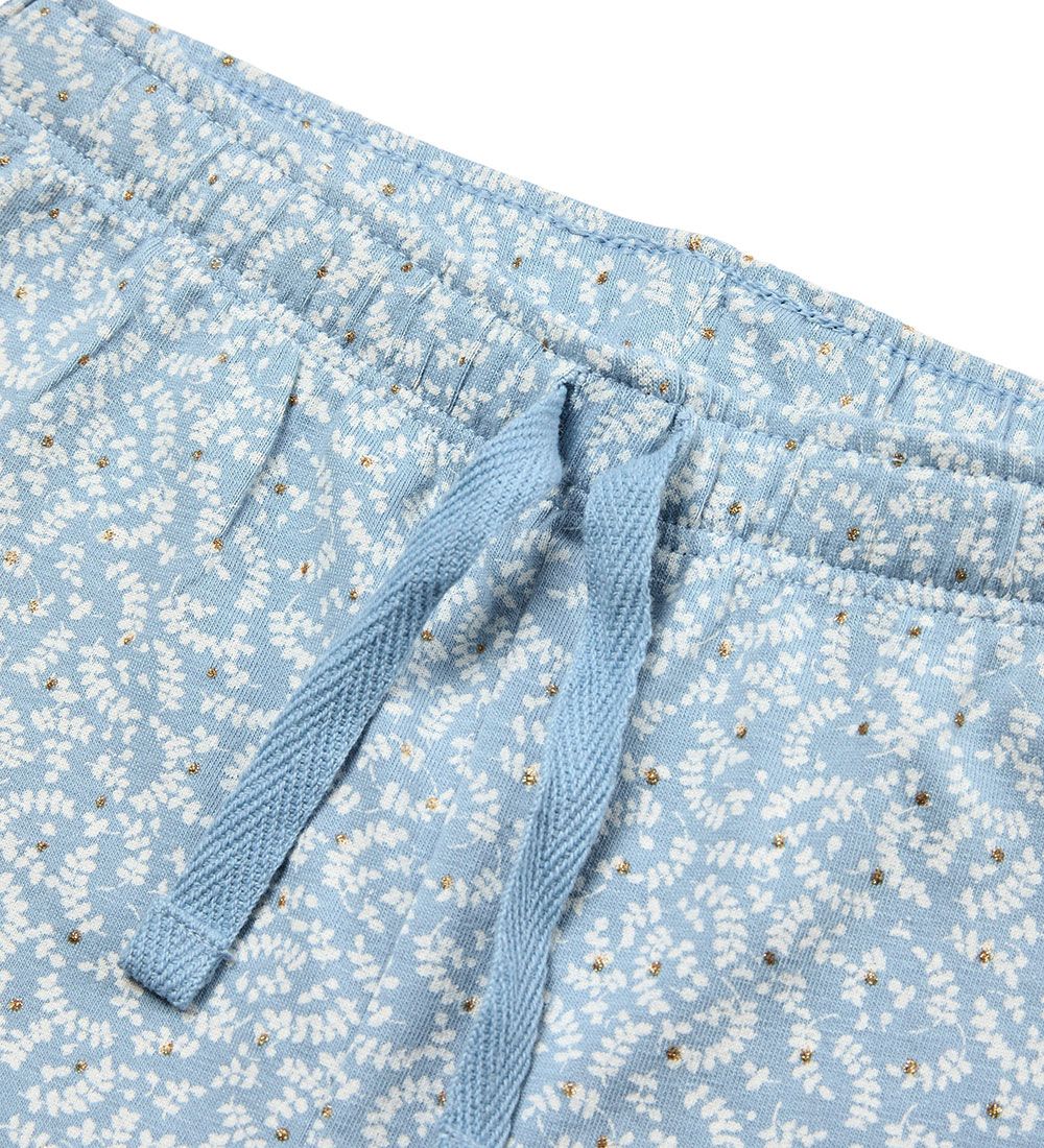 Petit by Sofie Schnoor Shorts - Lichtblauw/wit gebloemd m. Goud