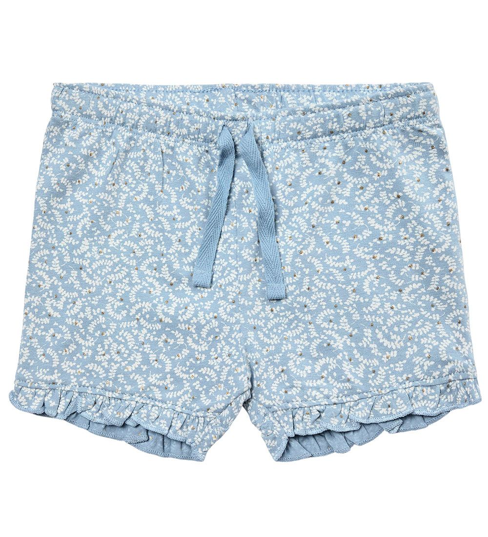 Petit by Sofie Schnoor Shorts - Lichtblauw/wit gebloemd m. Goud