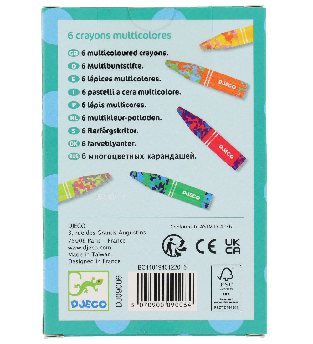 Djeco Crayons - 6 pcs - Multicolour