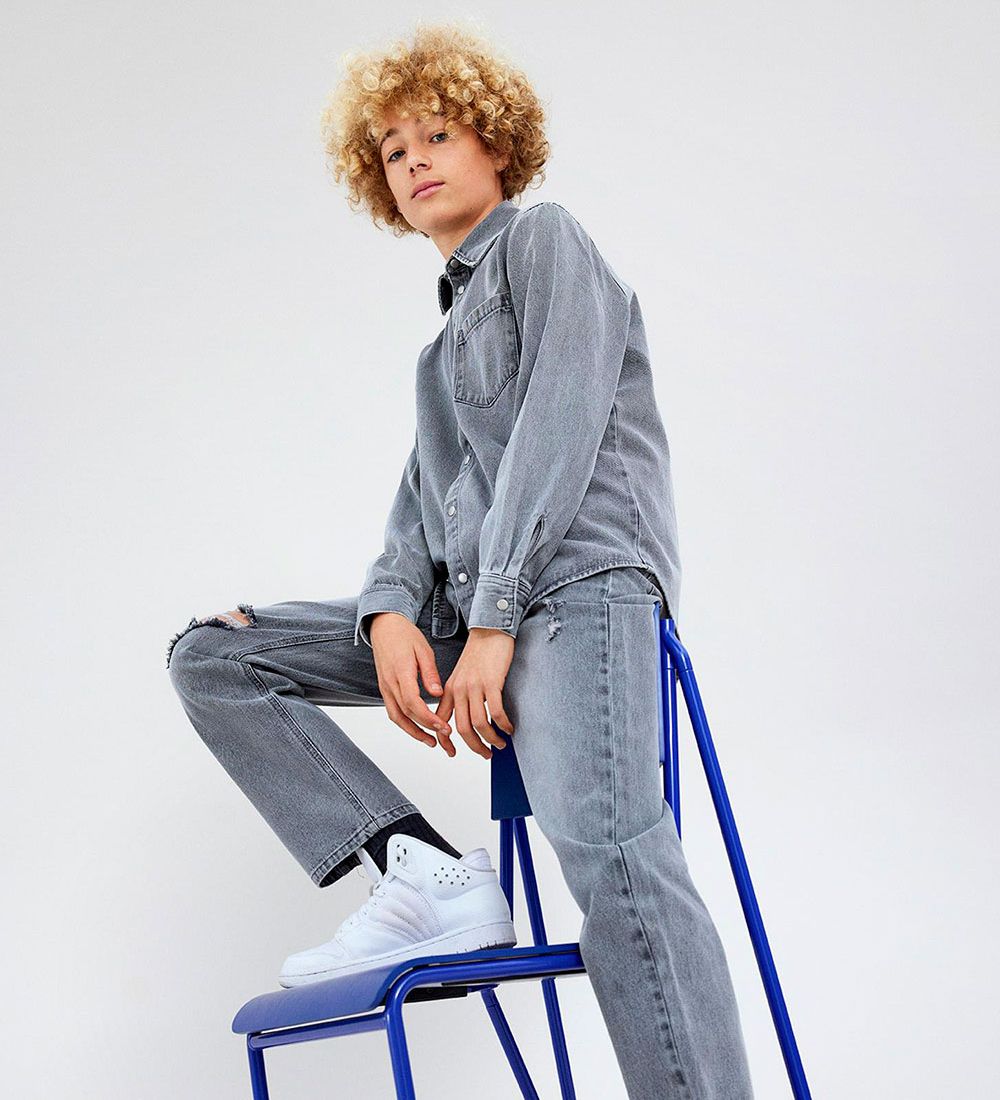 LMTD Overhemd - NlmGrizza - Light Grey Denim